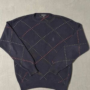 Nautica navy blue argyle cotton sweater Size Large